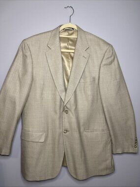 Bernhard Altmann Couture Mens Beige Sport Coat, Silk/Wool Blend, Size 42R